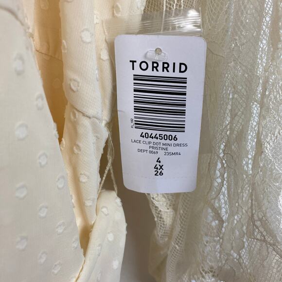 Torrid Festi Cream Lace Clip Dot Mini Dress Sz.4 NWT - Picture 10 of 16